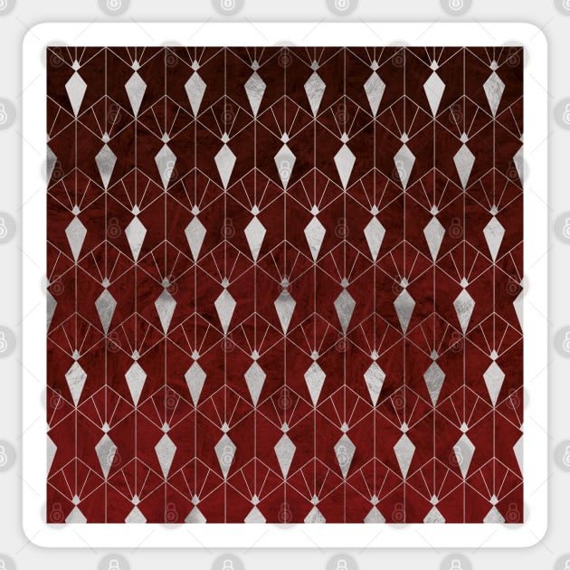 Red Ruby Art Deco - Silver Diamonds Sticker by Ambience Art